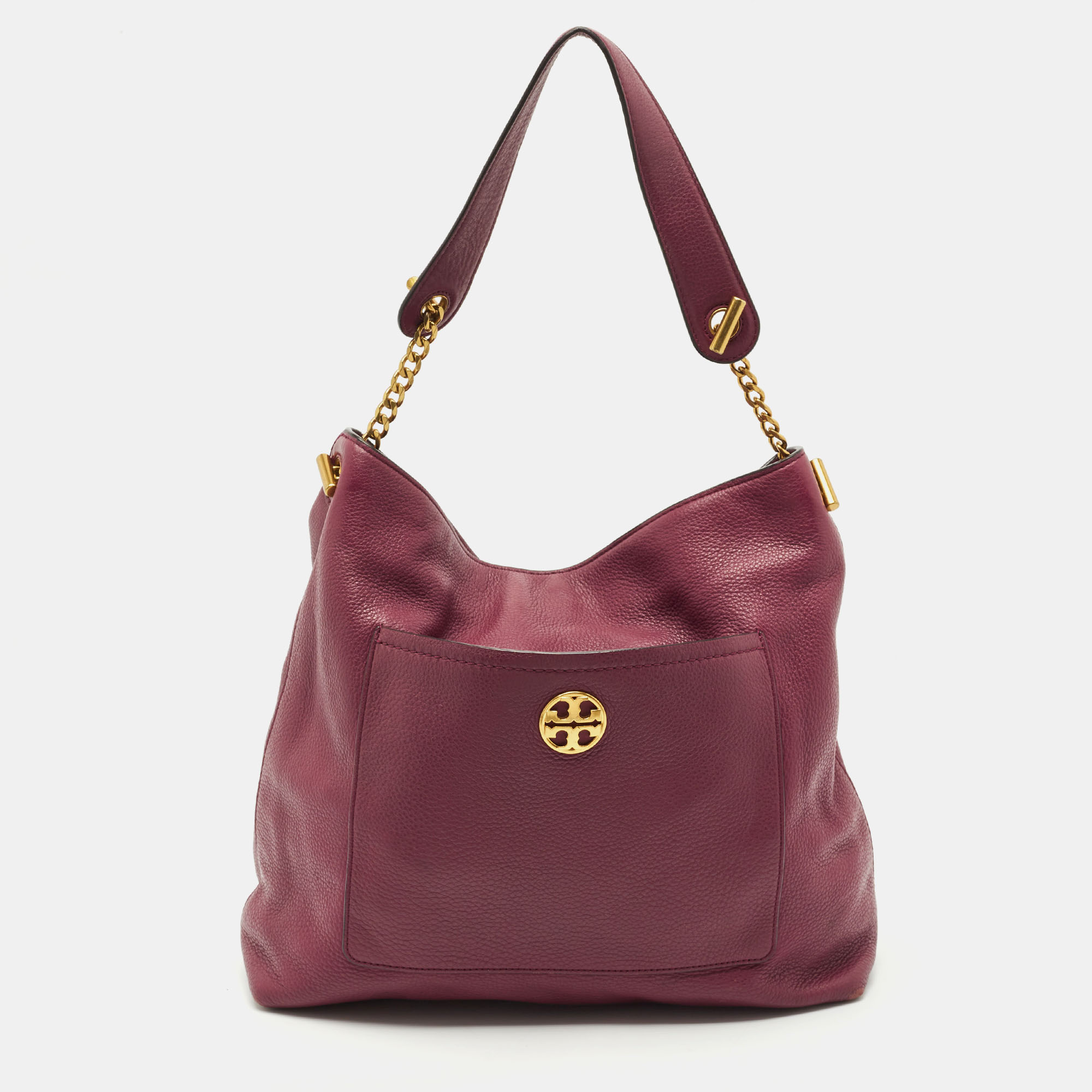 

Tory Burch Burgundy Leather Chelsea Chain Hobo