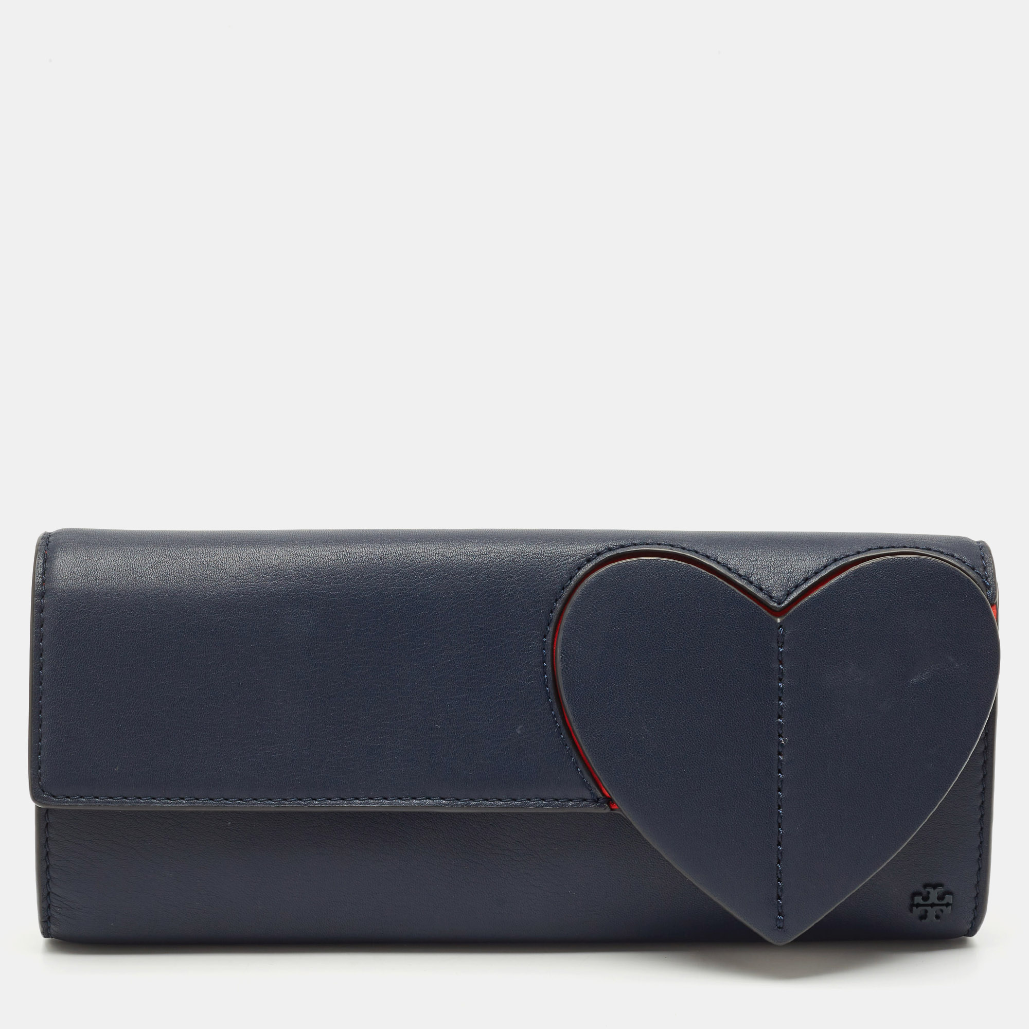 

Tory Burch Navy Blue Leather Heart Clutch