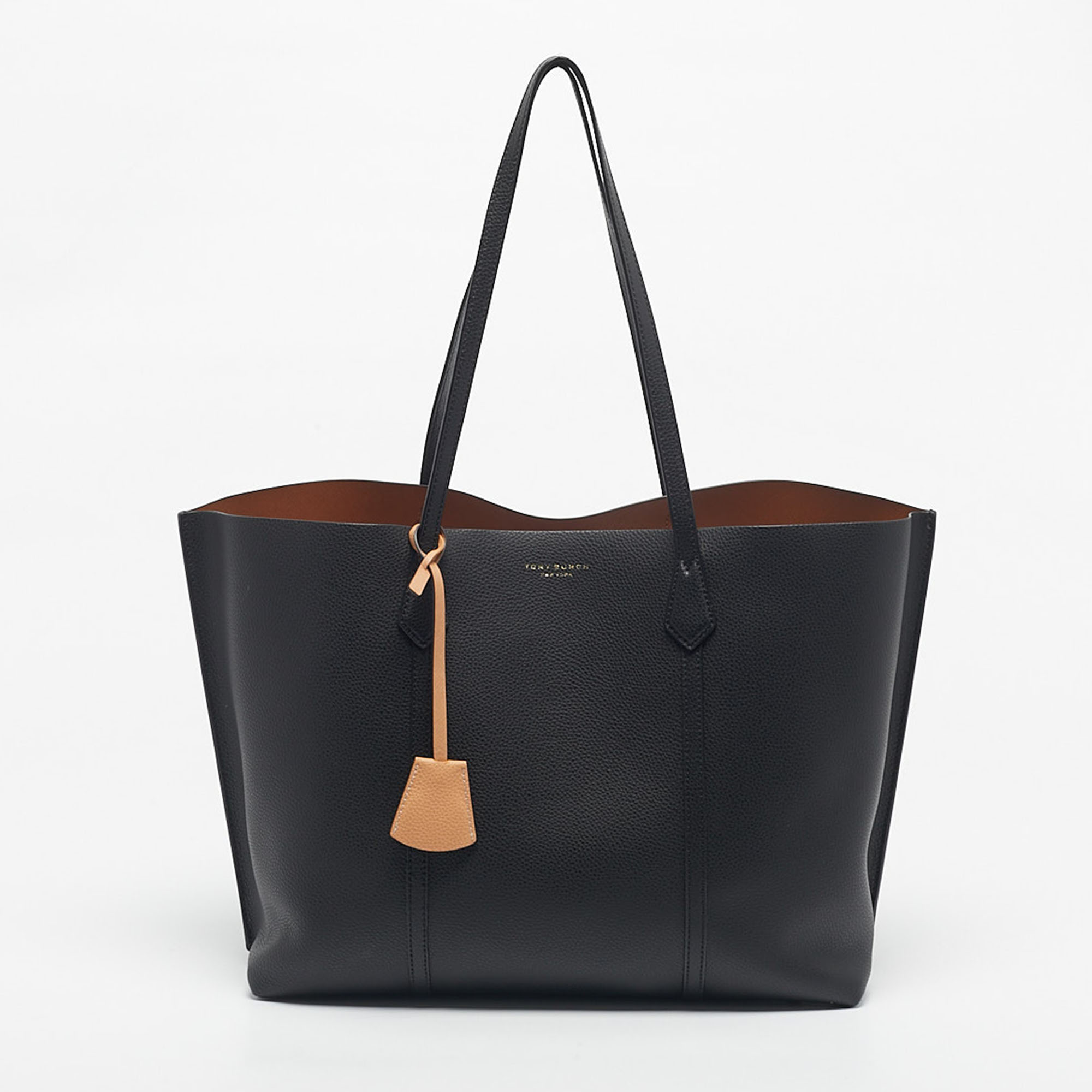 Pre-owned Tory Burch Black Leather Large Triple Compartment Perry Tote