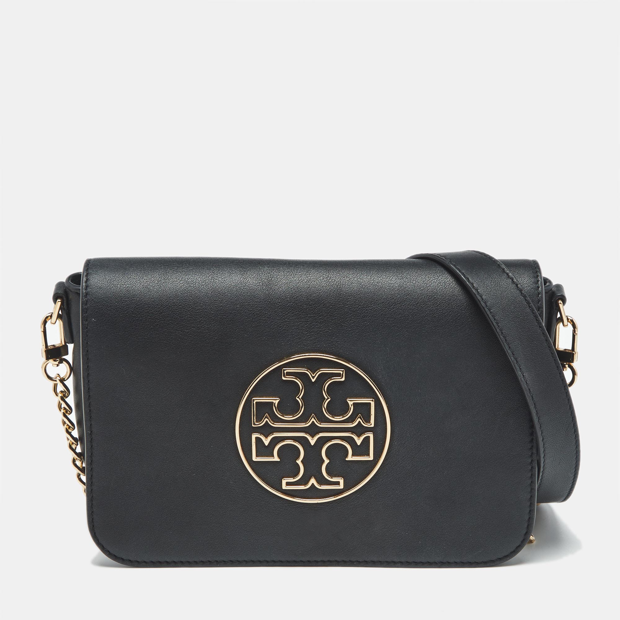 

Tory Burch Black Leather Flap Chain Shoulder Bag