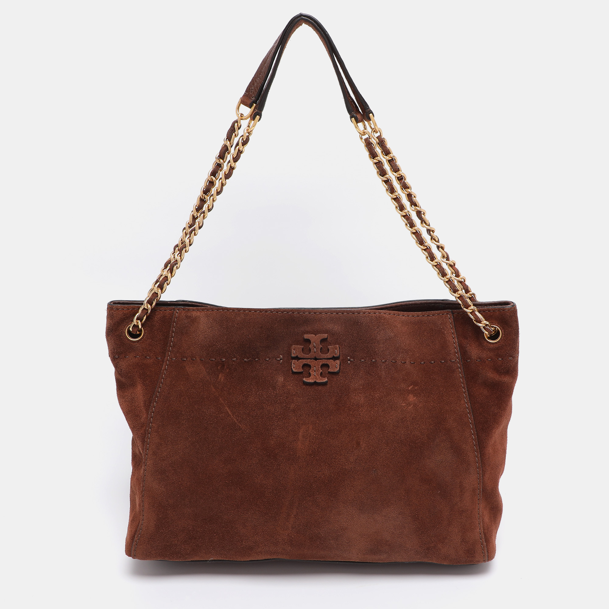 Pre-owned Tory Burch Brown Suede Mcgraw Slouchy Tote
