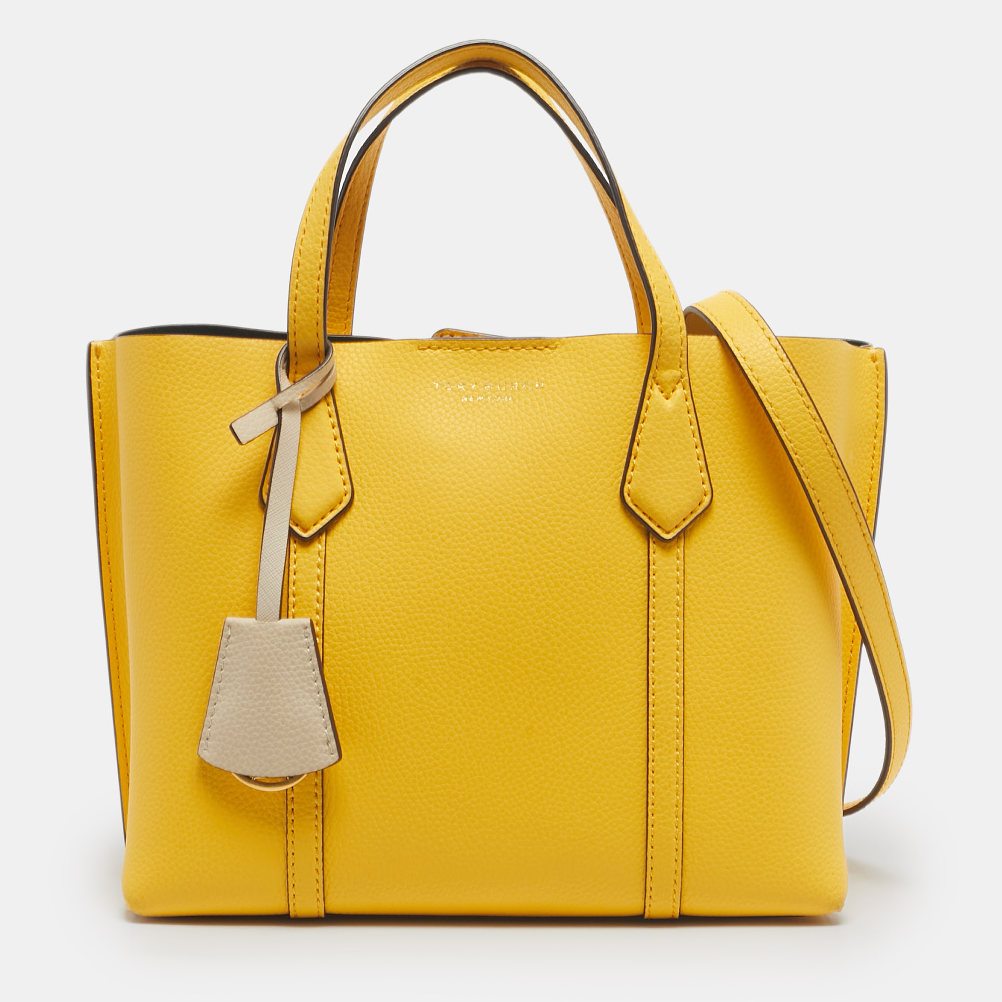 Pre-owned Tory Burch Yellow Leather Small Perry Tote