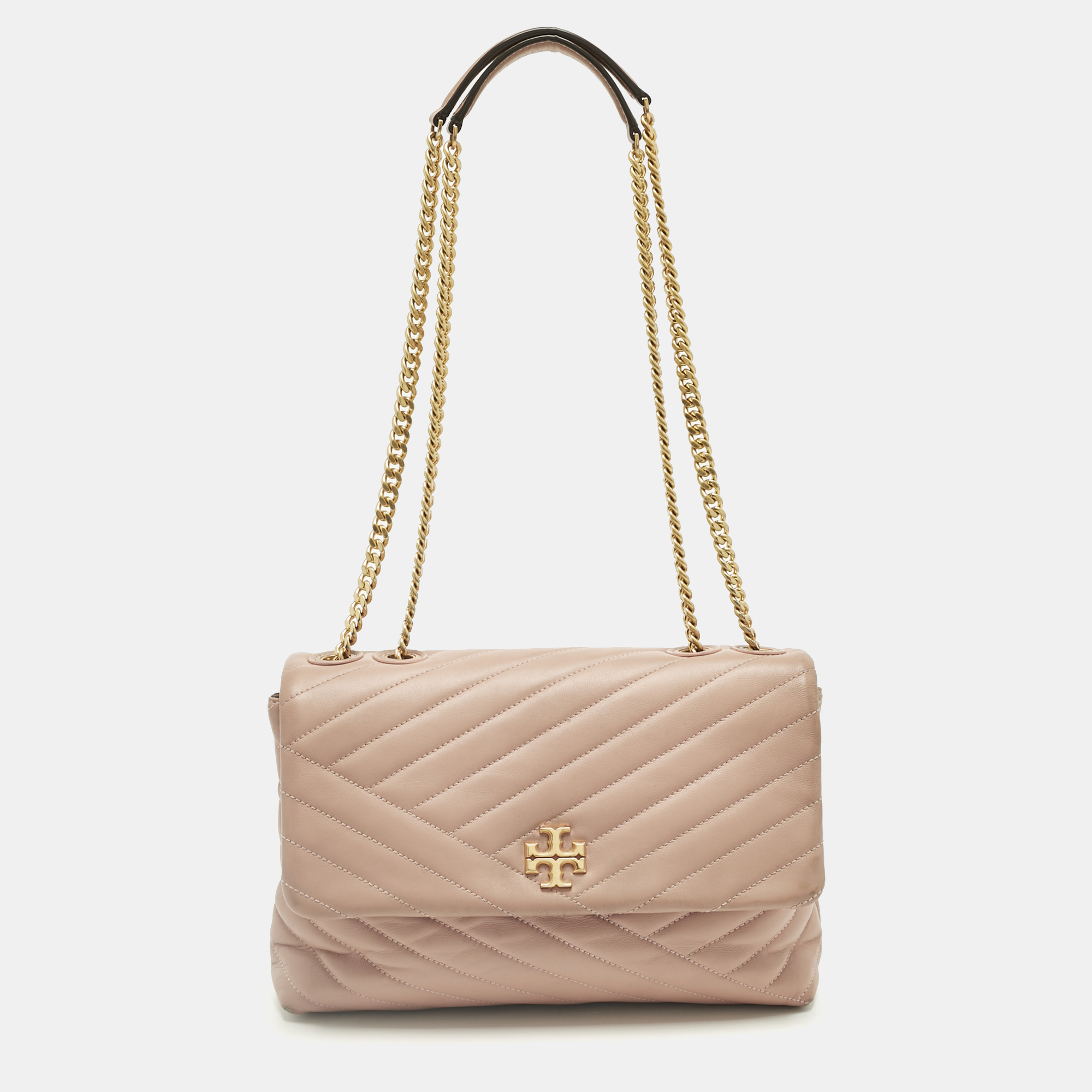Pre-owned Tory Burch Pink Quilted Leather Kira Shoulder Bag