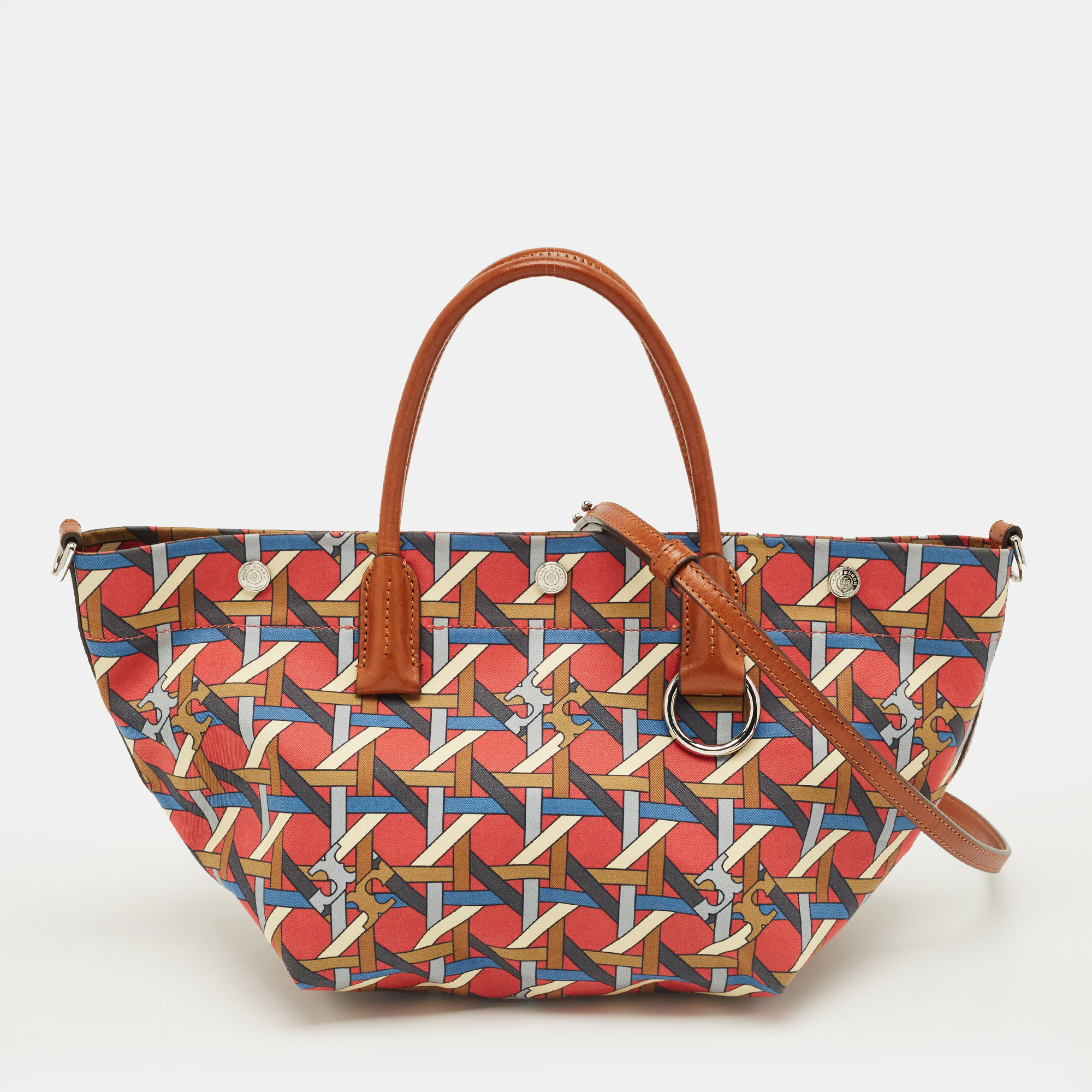 Pre-owned Tory Burch Multicolor Canvas Small Basketweave Tote