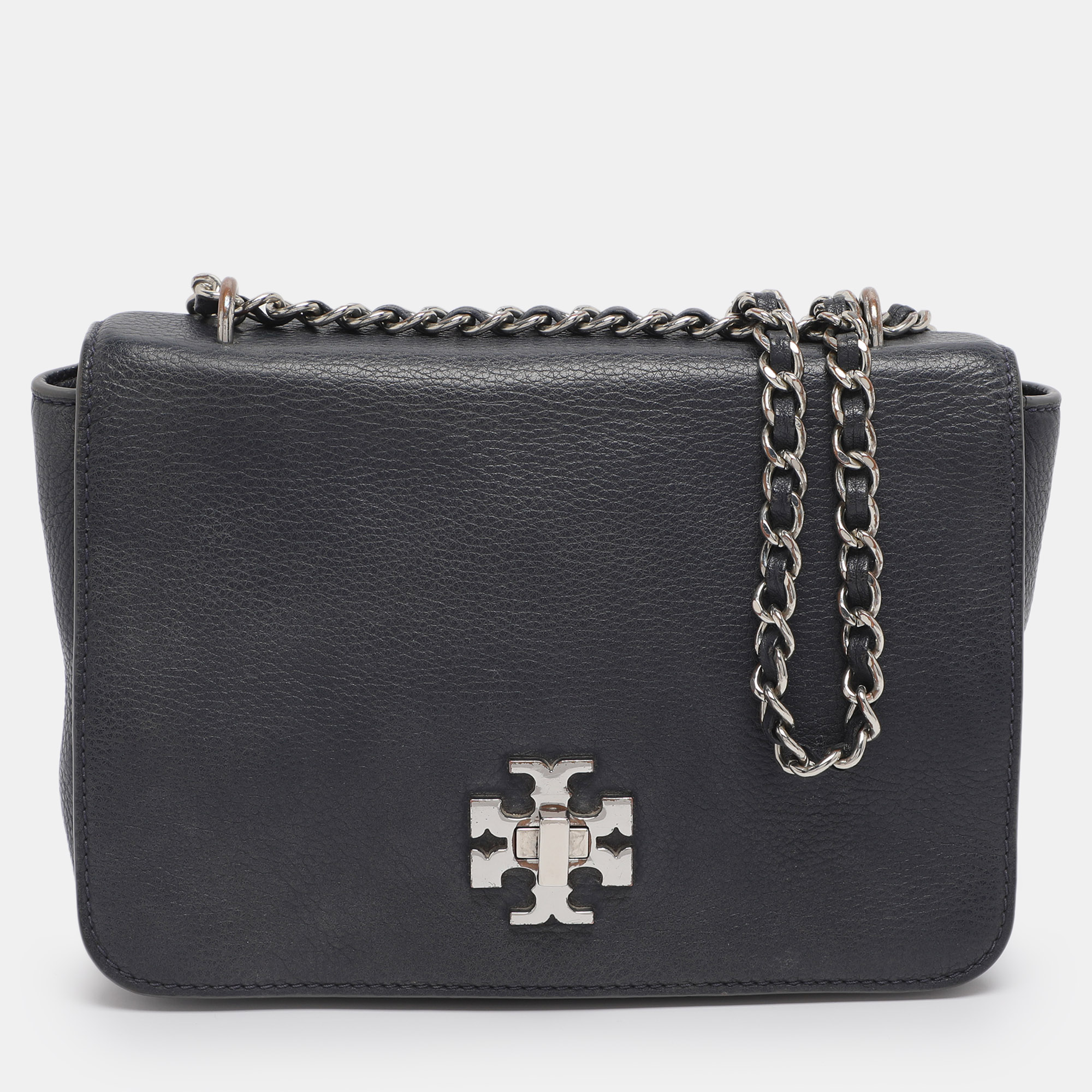 Click to view more detailed imagery on our partner's website Pre-owned Tory Burch Mercer Blue Leather Shoulder Bag