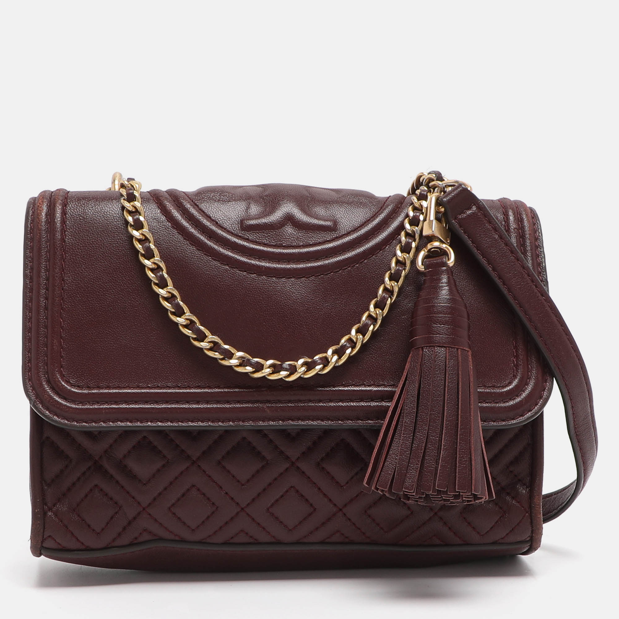 

Tory Burch Fleming Small Burgundy Leather Shoulder Bag