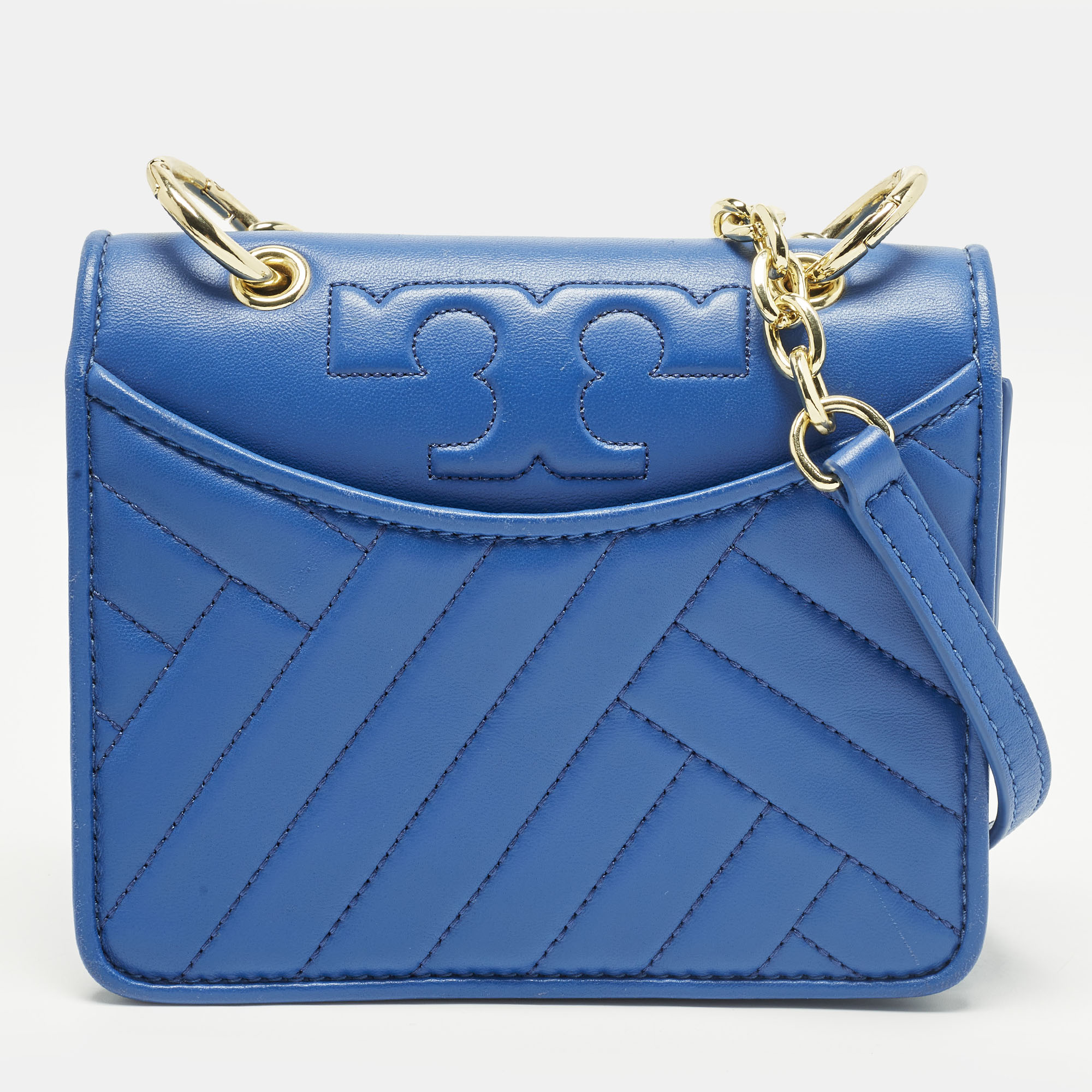 

Tory Burch Alexa Blue Quilted Leather Shoulder Bag