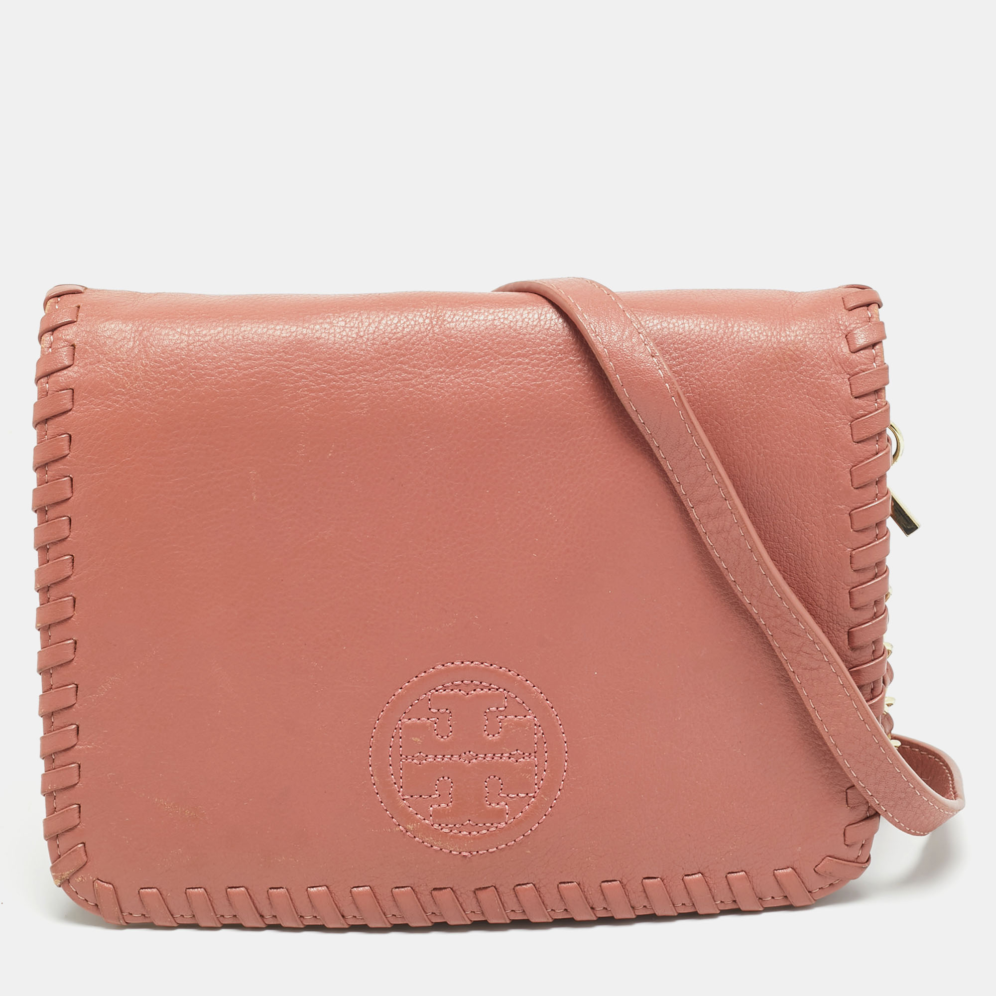

Tory Burch Marion Old Rose Leather Shoulder Bag, Pink