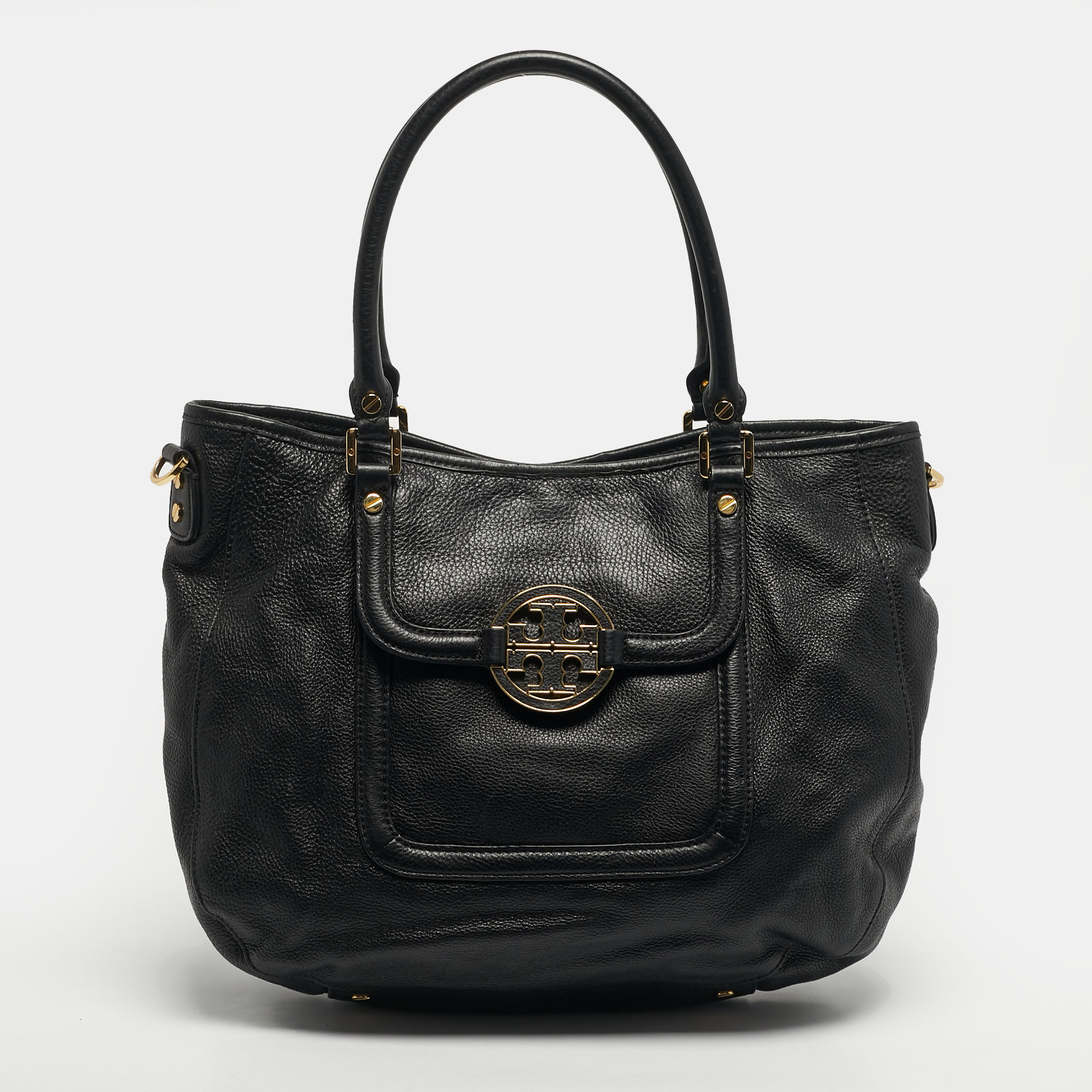 Pre-owned Tory Burch Amanda Black Leather Tote