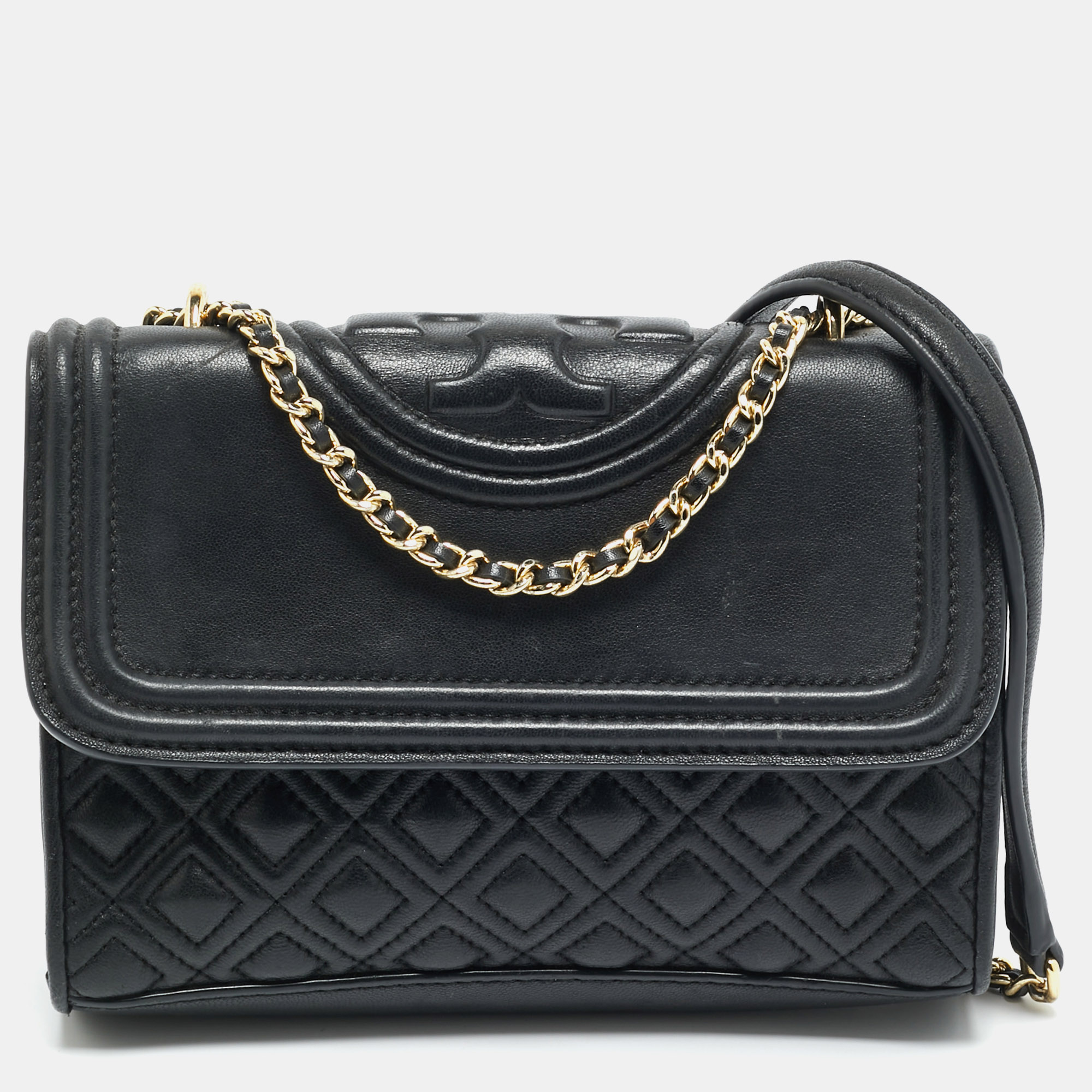 

Tory Burch Fleming  Black Leather Shoulder Bag