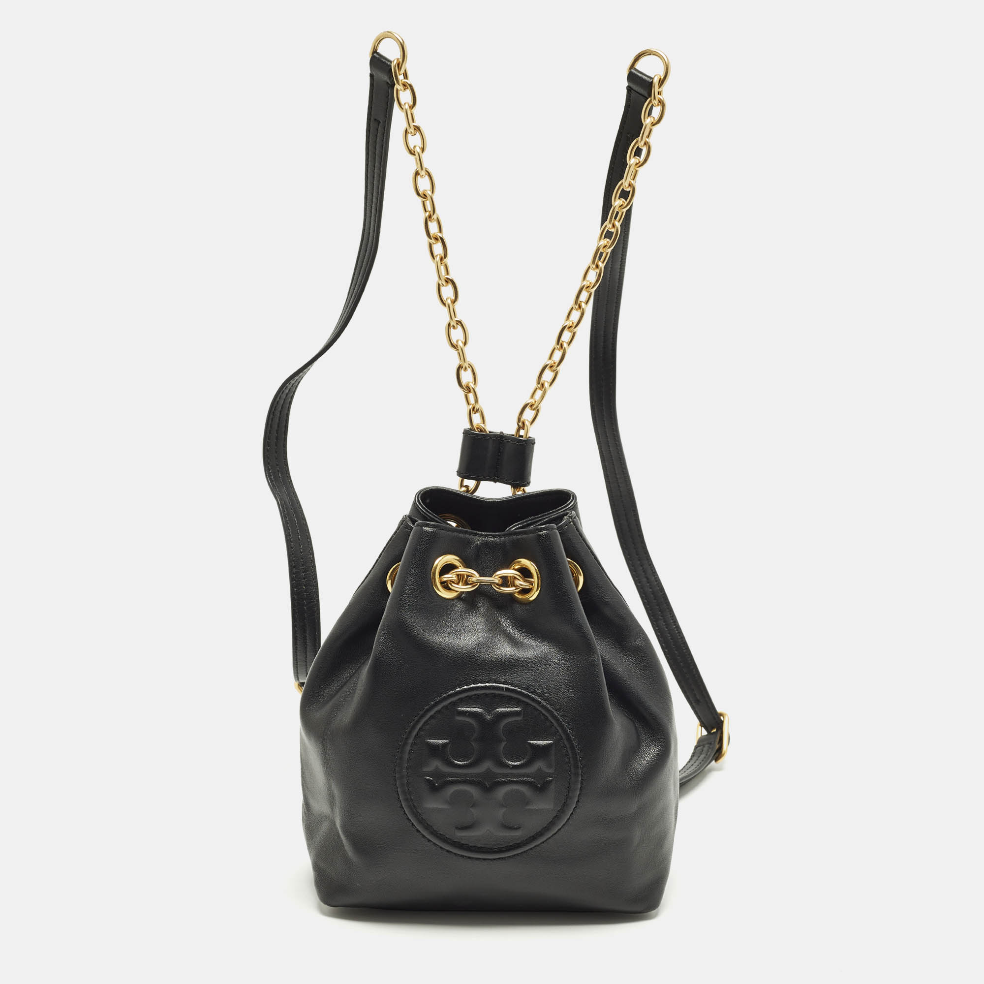 

Tory Burch Fleming Chain Mini Black Leather Backpack