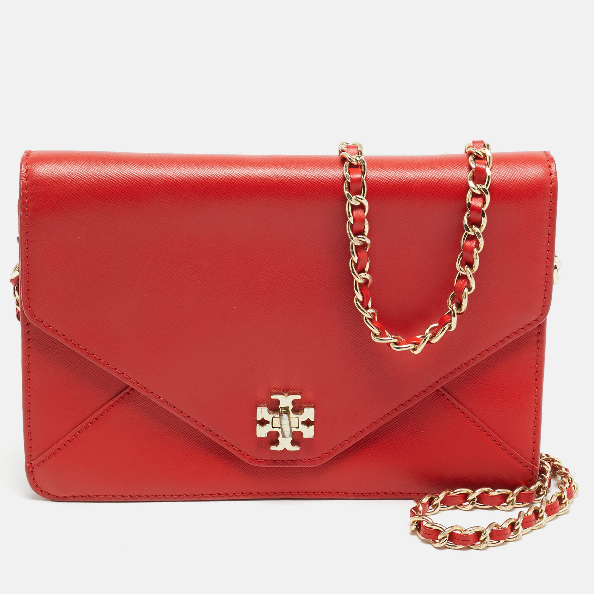 

Tory Burch Kira Envelope Red Leather Flap Shoulder Bag