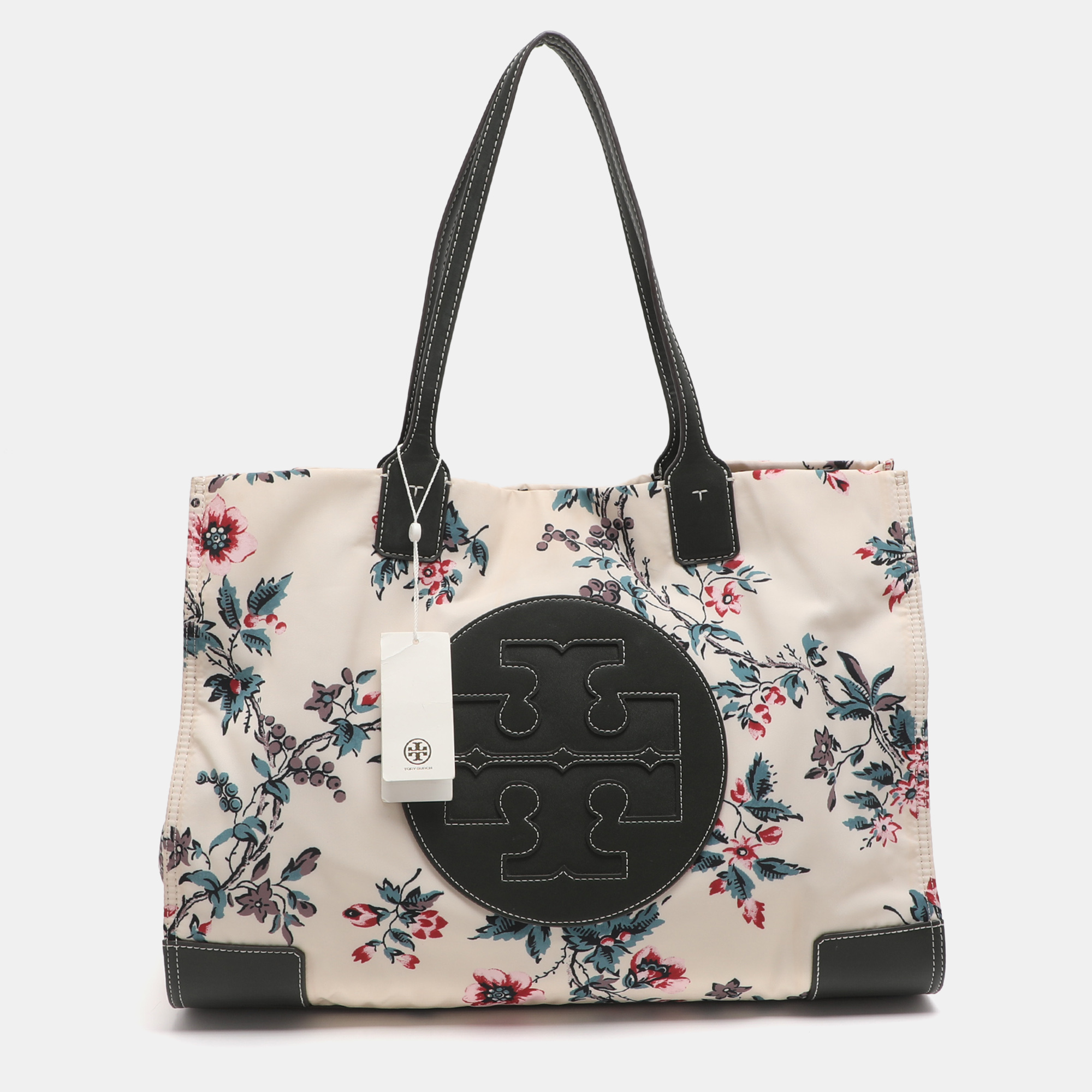 

Tory Burch Ella  Green/Multicolor Lyonnaise Floral Print Leather and Nylon Shopper Tote