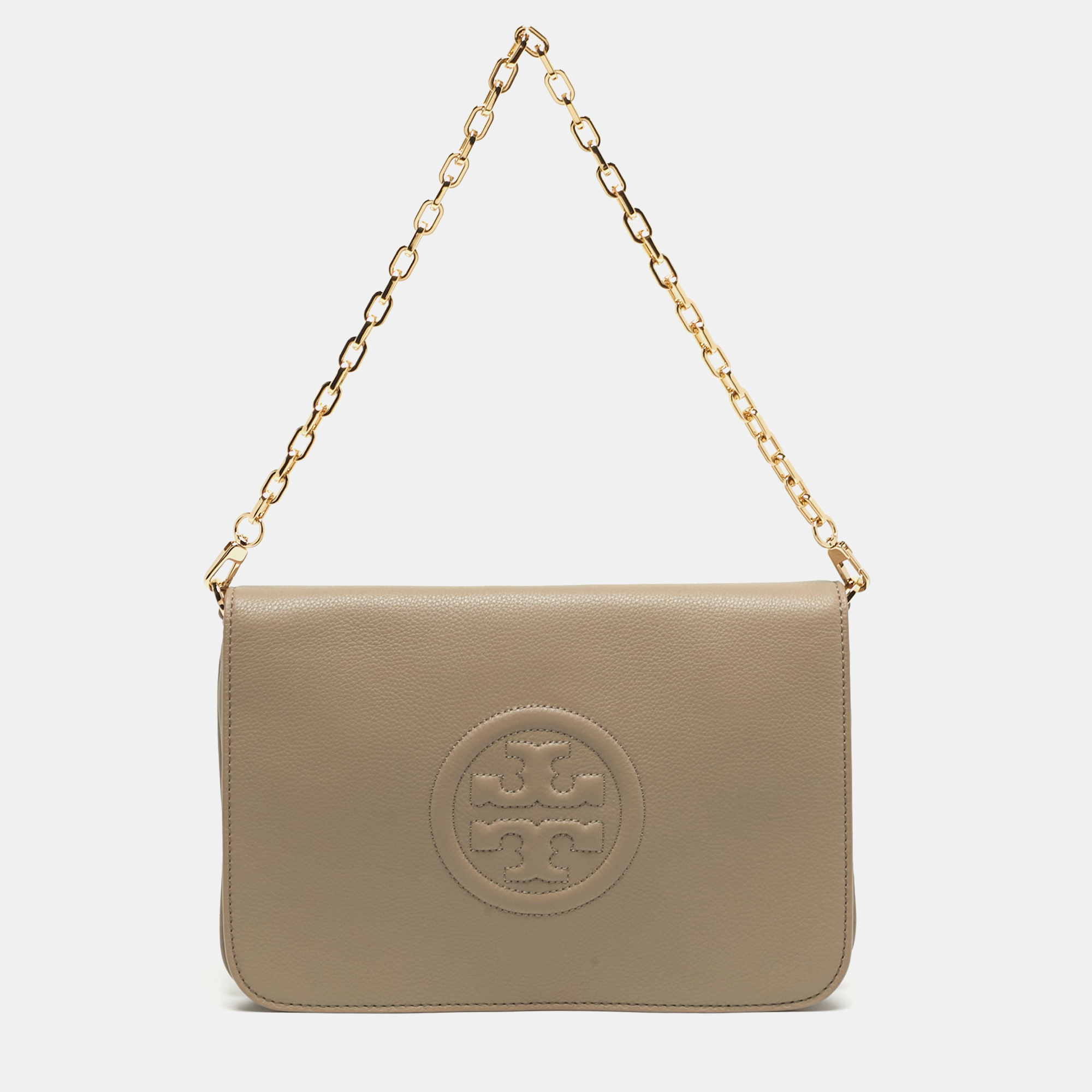 

Tory Burch Bombe Beige Leather Convertible Clutch