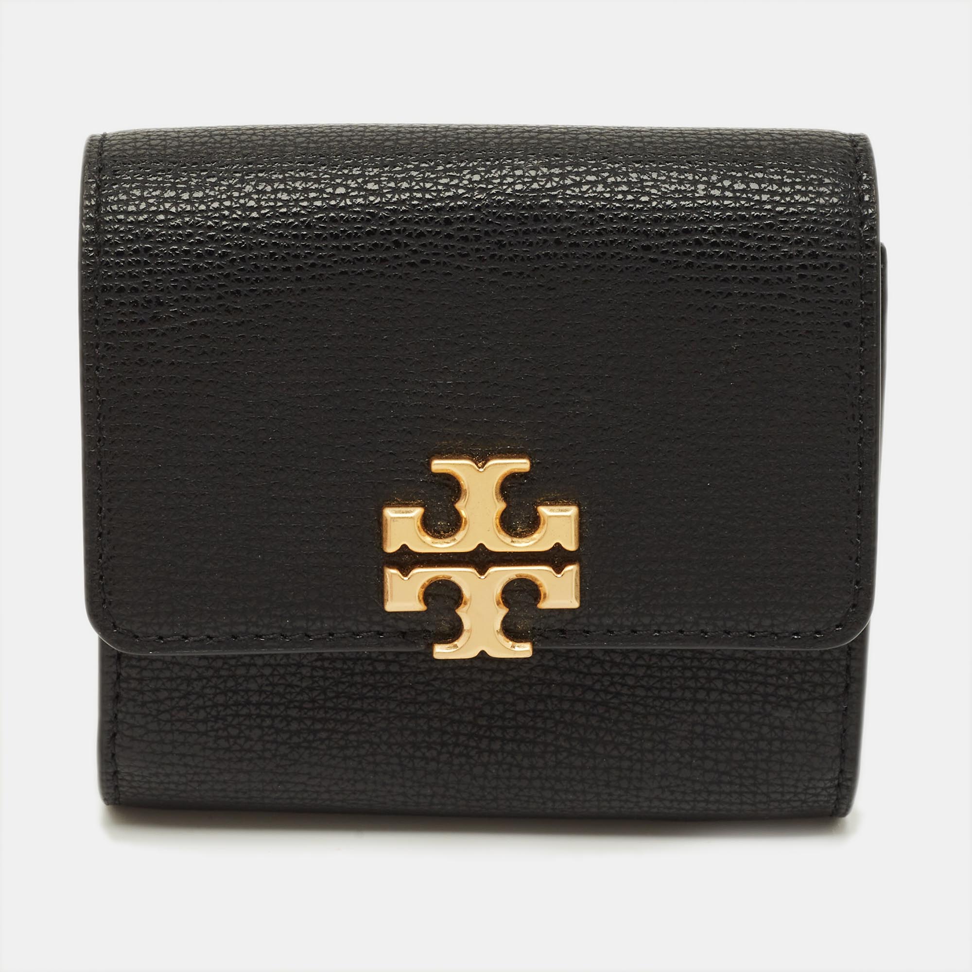 

Tory Burch Kira Flap Black Leather Compact Wallet