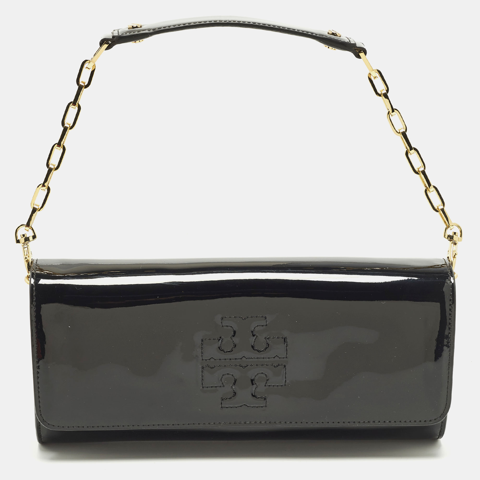

Tory Burch Bombe Black Patent Leather Clutch