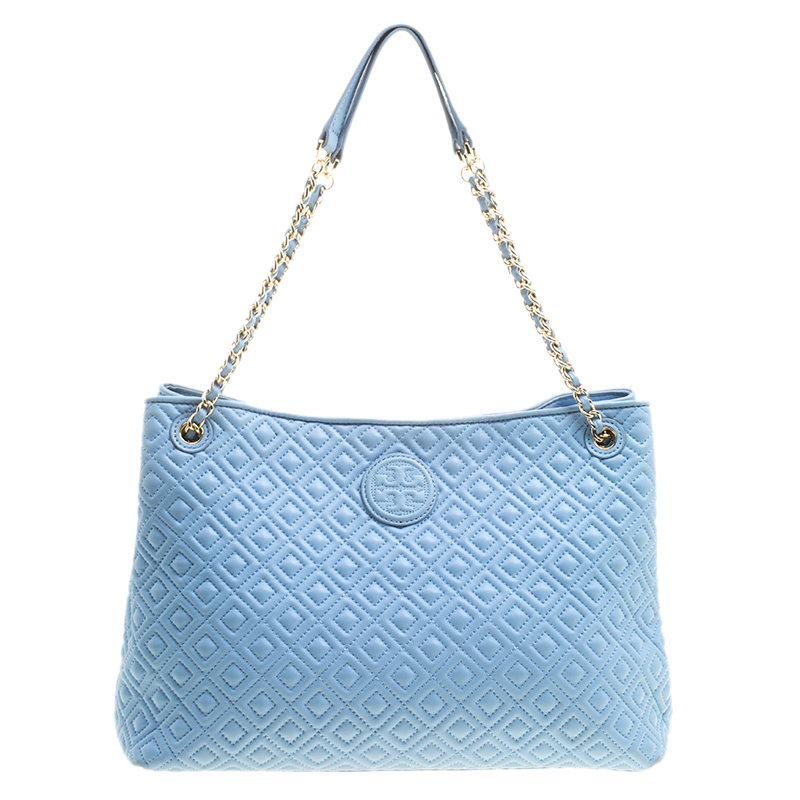 blue quilted bag