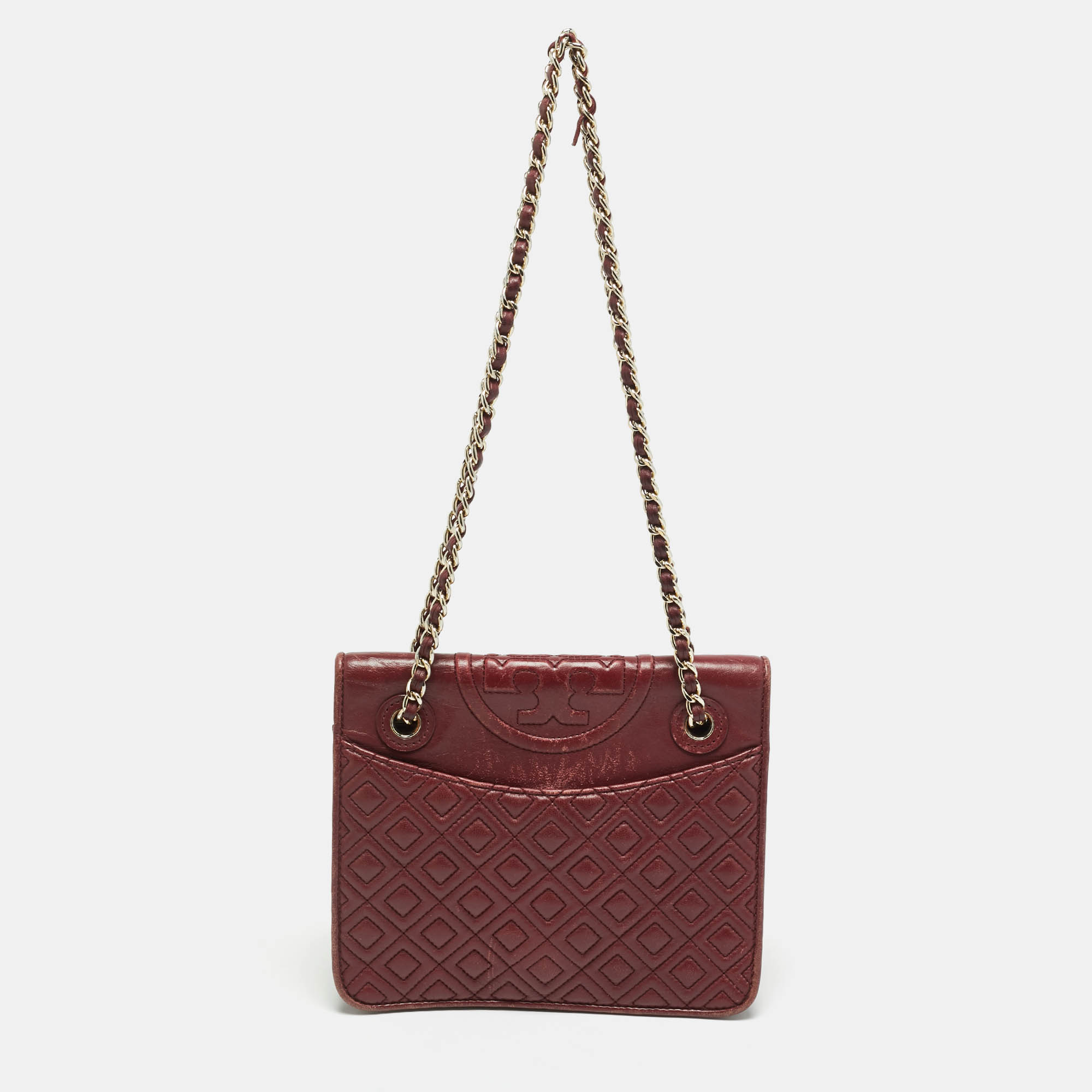 

Tory Burch Fleming  Burgundy Leather Shoulder Bag