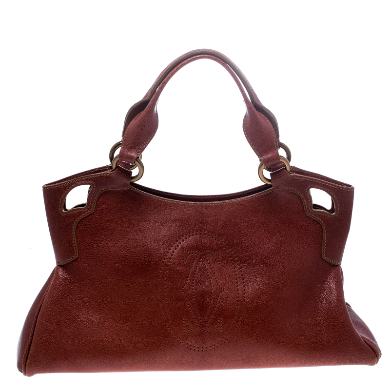 Pre Owned Cartier Light Burgundy Leather Small Marcello de Cartier Hobo