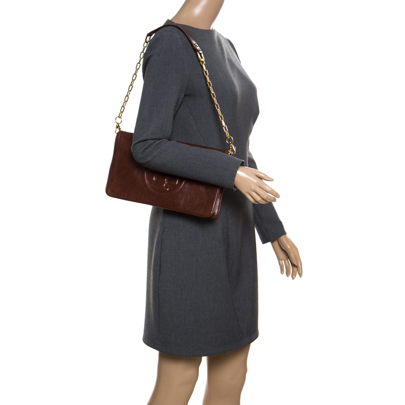 

Tory Burch Brown Leather Bombe Reva Shoulder Bag