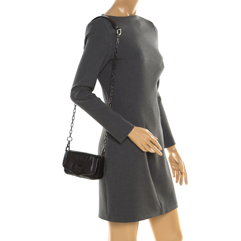 

Tory Burch Black Leather Mini Flap Crossbody Bag