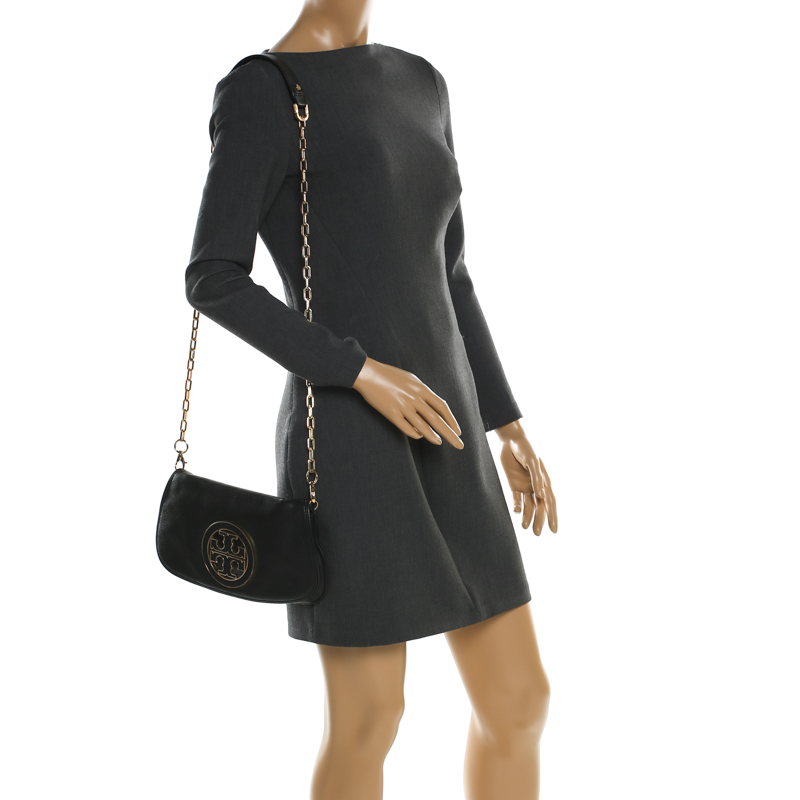

Tory Burch Black Leather Raphael Logo Crossbody Bag