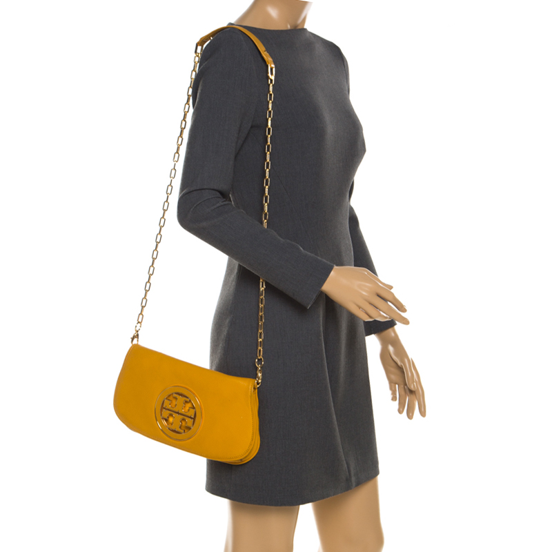 

Tory Burch Mustard Leather Raphael Logo Crossbody Bag, Yellow