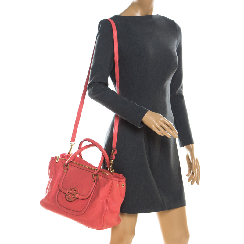 

Tory Burch Coral Orange Leather Amanda Tote