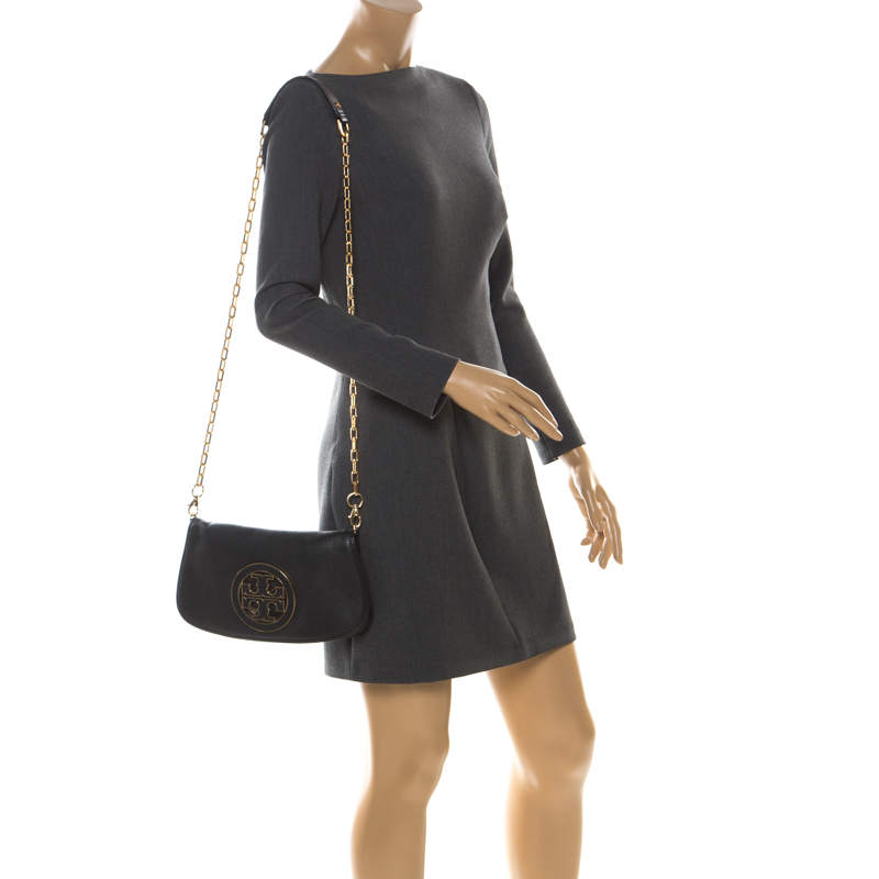 

Tory Burch Black Leather Raphael Logo Crossbody Bag
