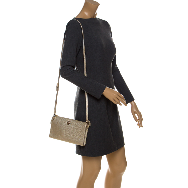 

Tory Burch Metallic Gold Leather Crossbody Bag