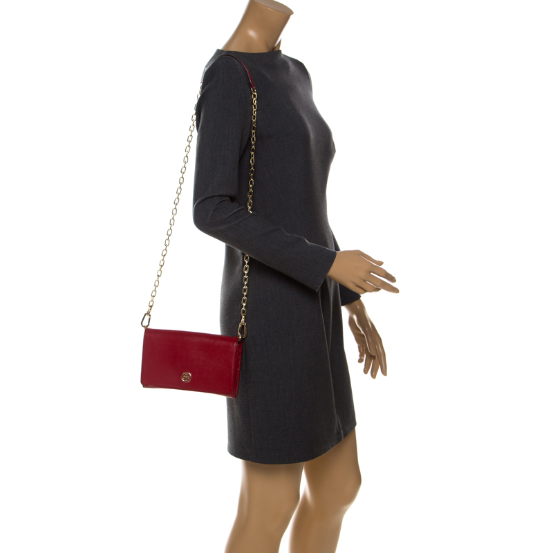 

Tory Burch Red Leather Robinson Chain Crossbody Bag