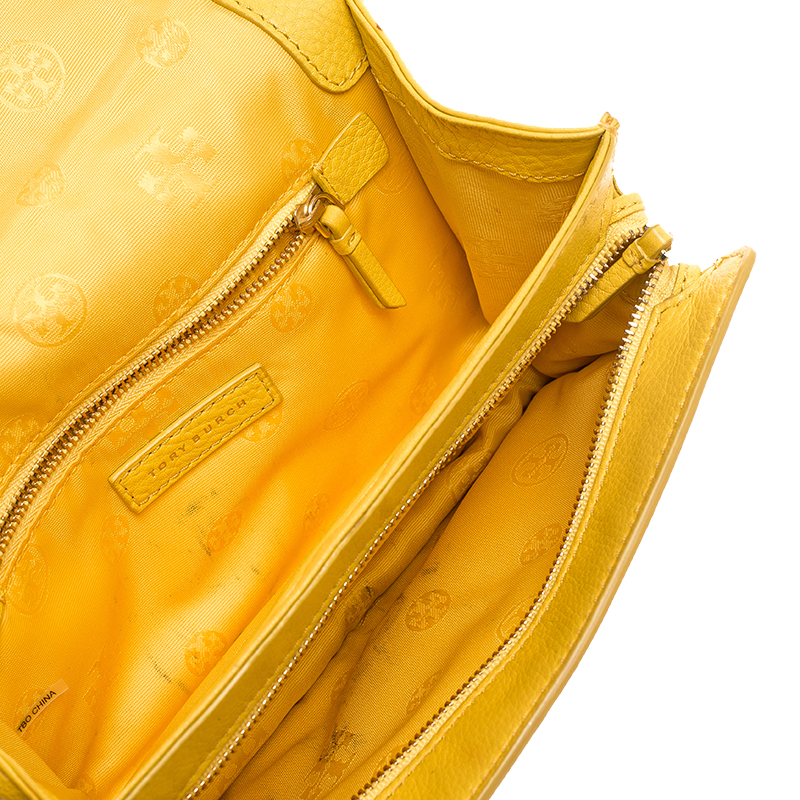 Tory Burch Women’s Emerson Patent Zip Shoulder Bag (Tuscan Yellow)