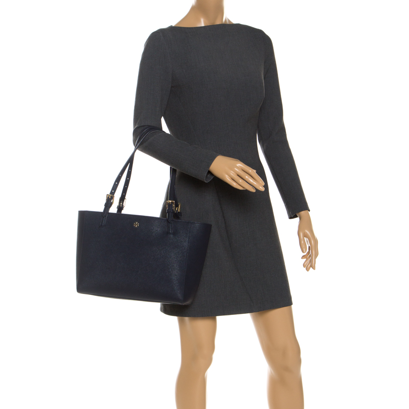 

Tory Burch Navy Blue Leather Medium York Buckle Tote