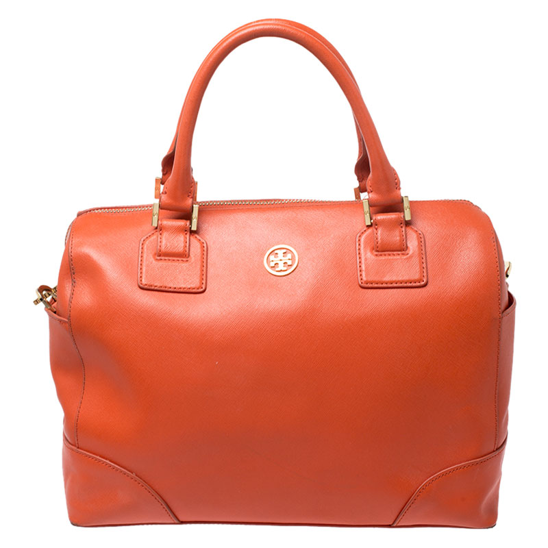 مملوكة مسبقًا Tory Burch Orange Leather Robinson Middy Satchel