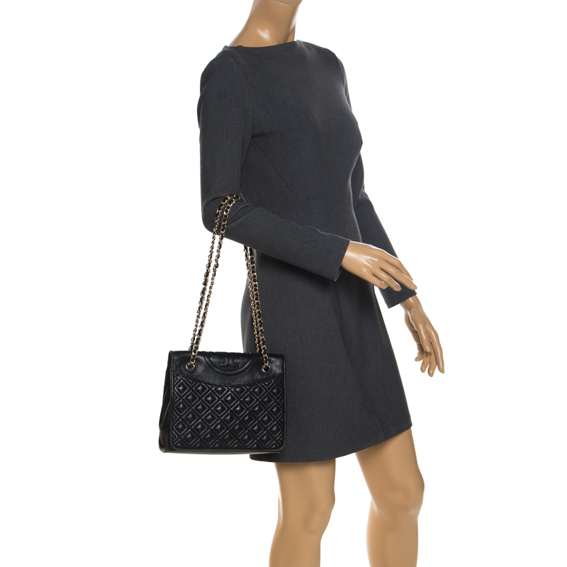 

Tory Burch Black Leather Fleming Crossbody Bag