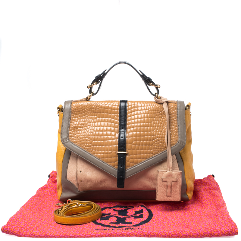 tory burch carson croc embossed convertible bag