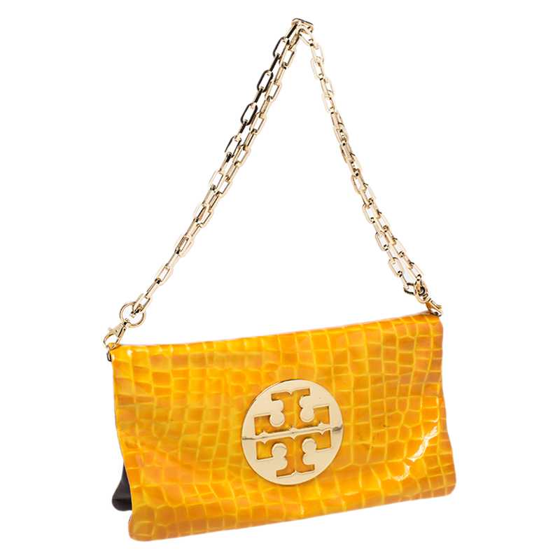 tory burch yellow clutch