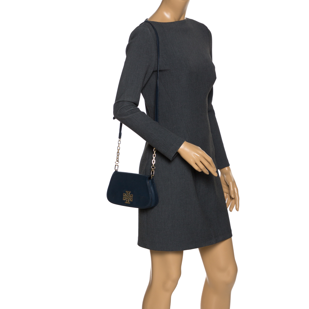 

Tory Burch Blue Leather Britten Crossbody Bag