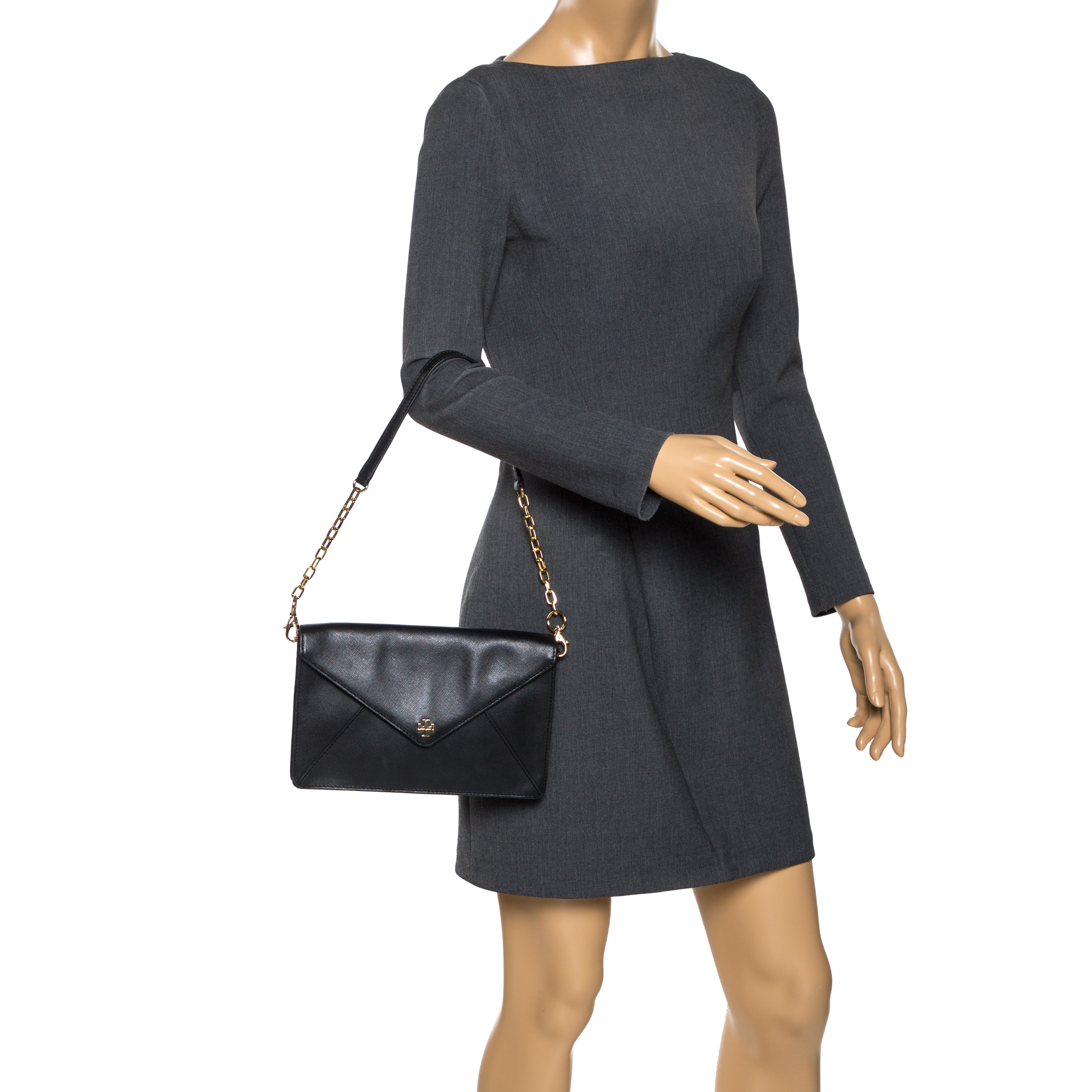 

Tory Burch Black Leather Flap Shoulder Bag