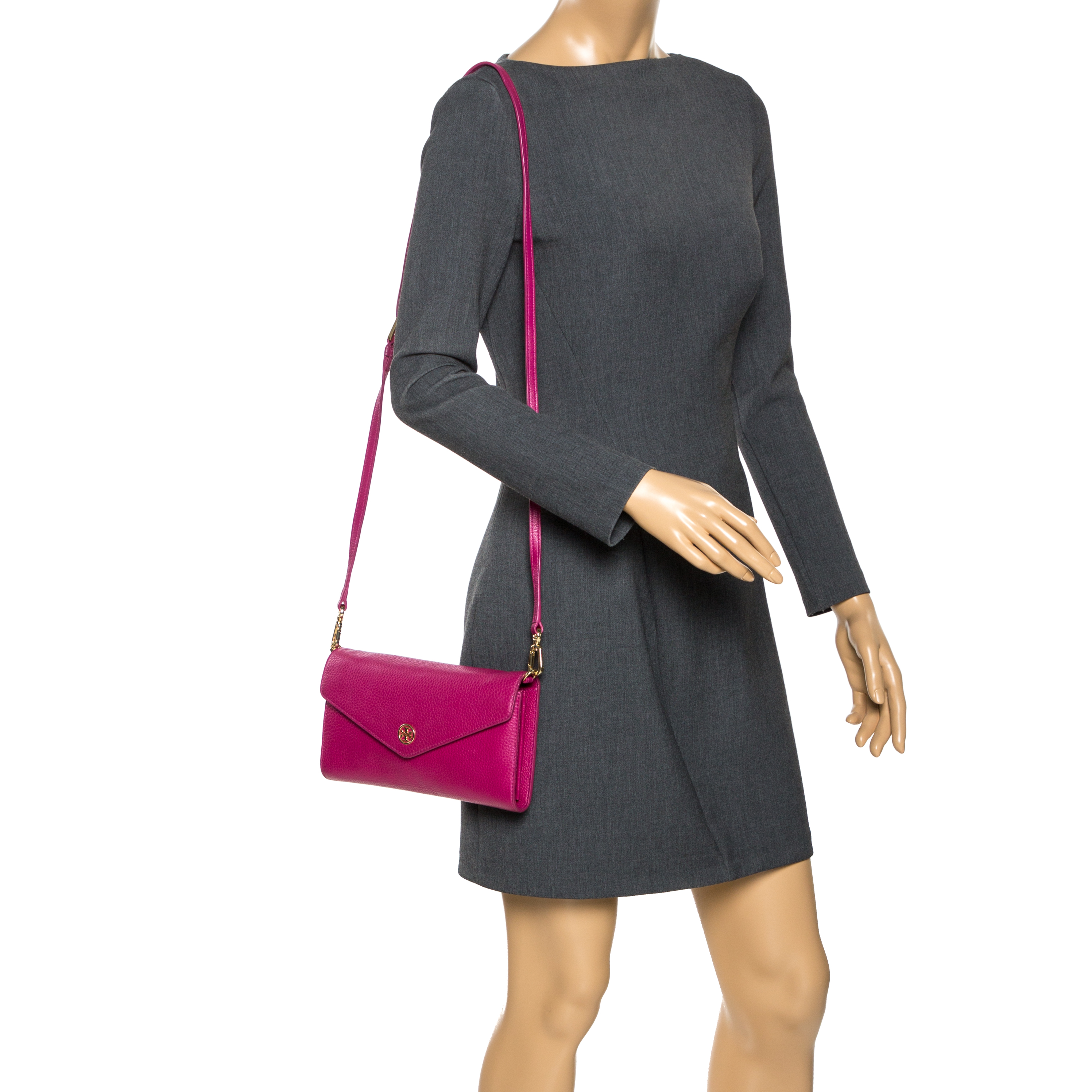

Tory Burch Fuschia Leather Flap Crossbody Bag, Pink