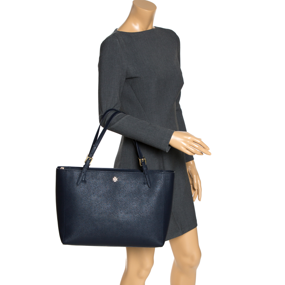 

Tory Burch Navy Blue Leather Perry Tote