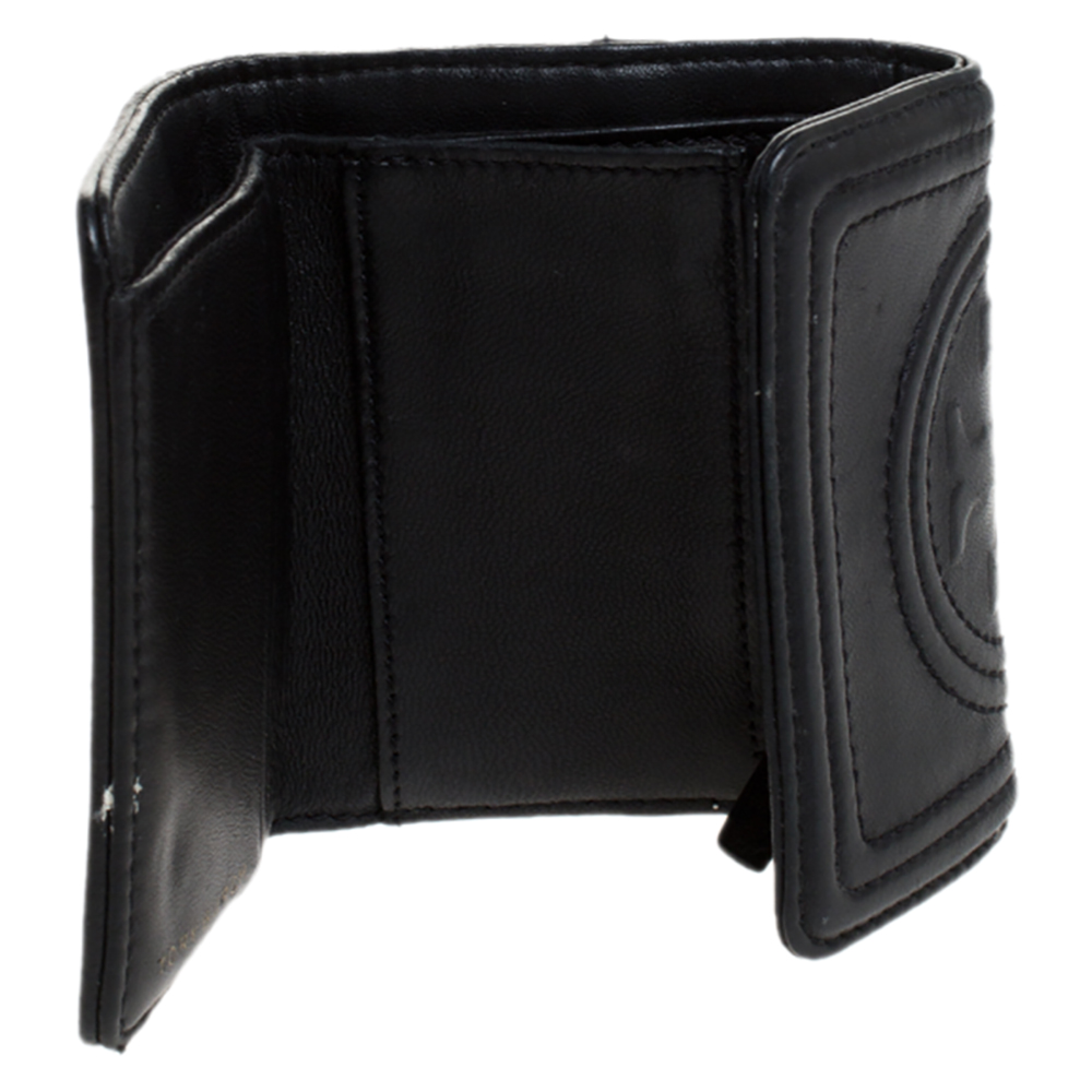

Tory Burch Black Leather Fleming Trifold Wallet