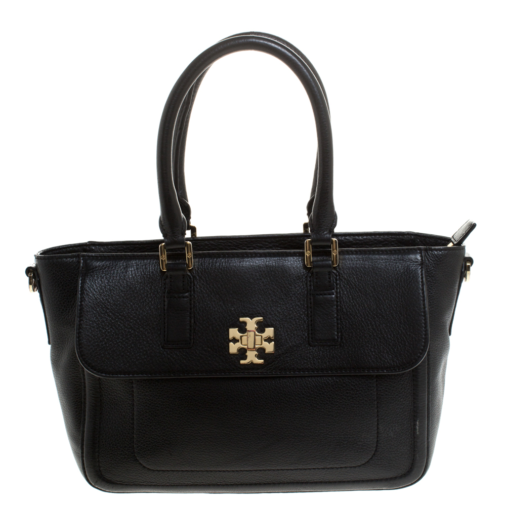 tory burch black leather bag