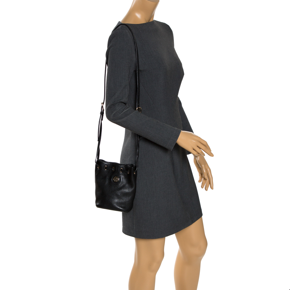 

Tory Burch Black Leather Small Drawstring Shoulder Bag