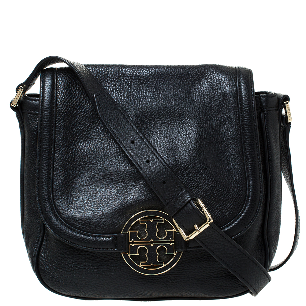 Pre-owned Tory Burch Black Leather Flap Shoulder Bag | ModeSens