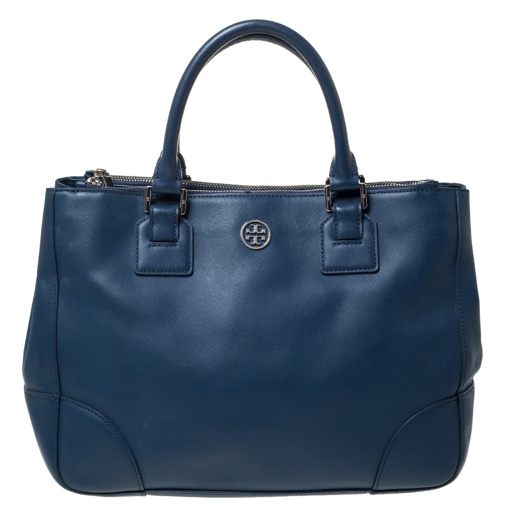 tory burch blue leather bag