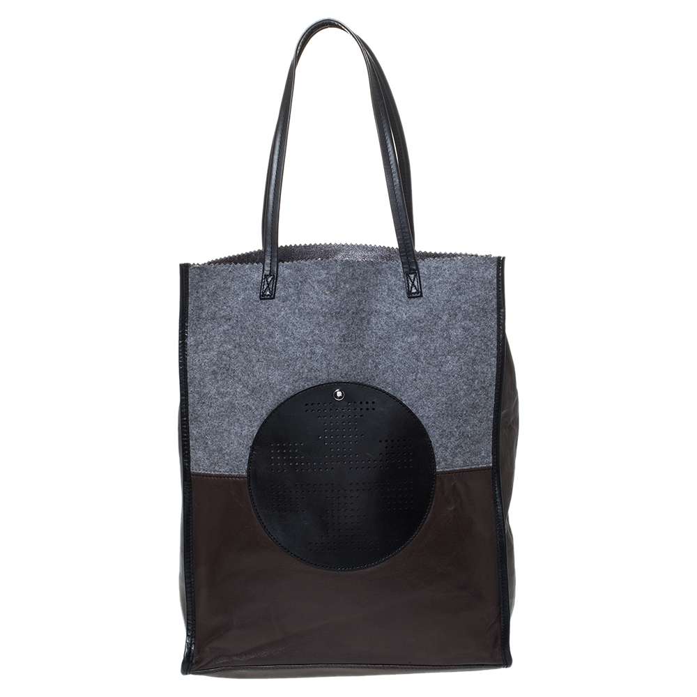 مملوكة مسبقًا حقيبة يد توري برش صوف وجلد جلد ثلاثية اللون