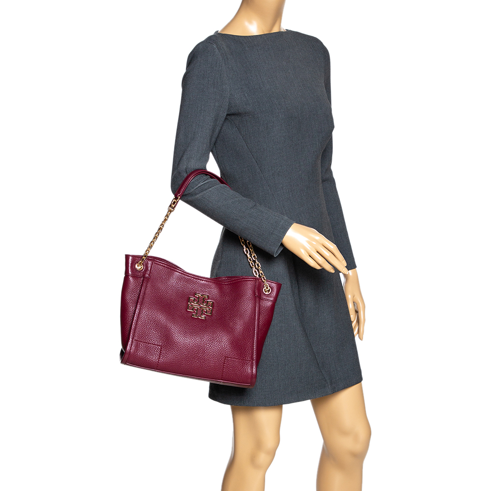 

Tory Burch Burgundy Leather Chain Tote