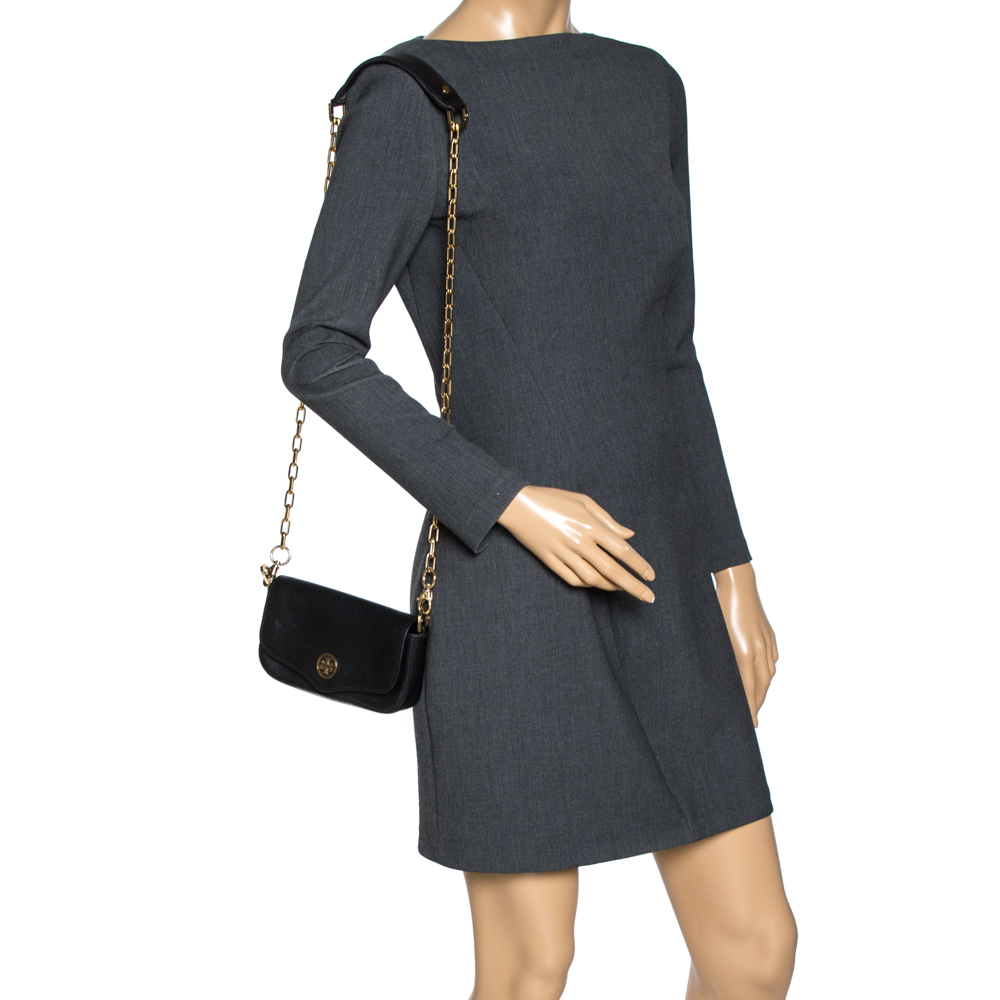 

Tory Burch Black Leather Flap Chain Shoulder Bag