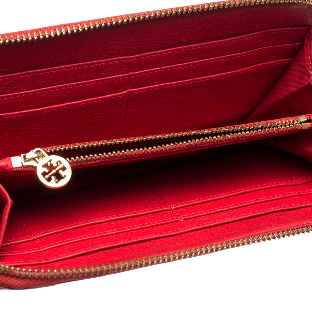

Tory Burch Red Leather Kipp Zip Around Continental Wallet